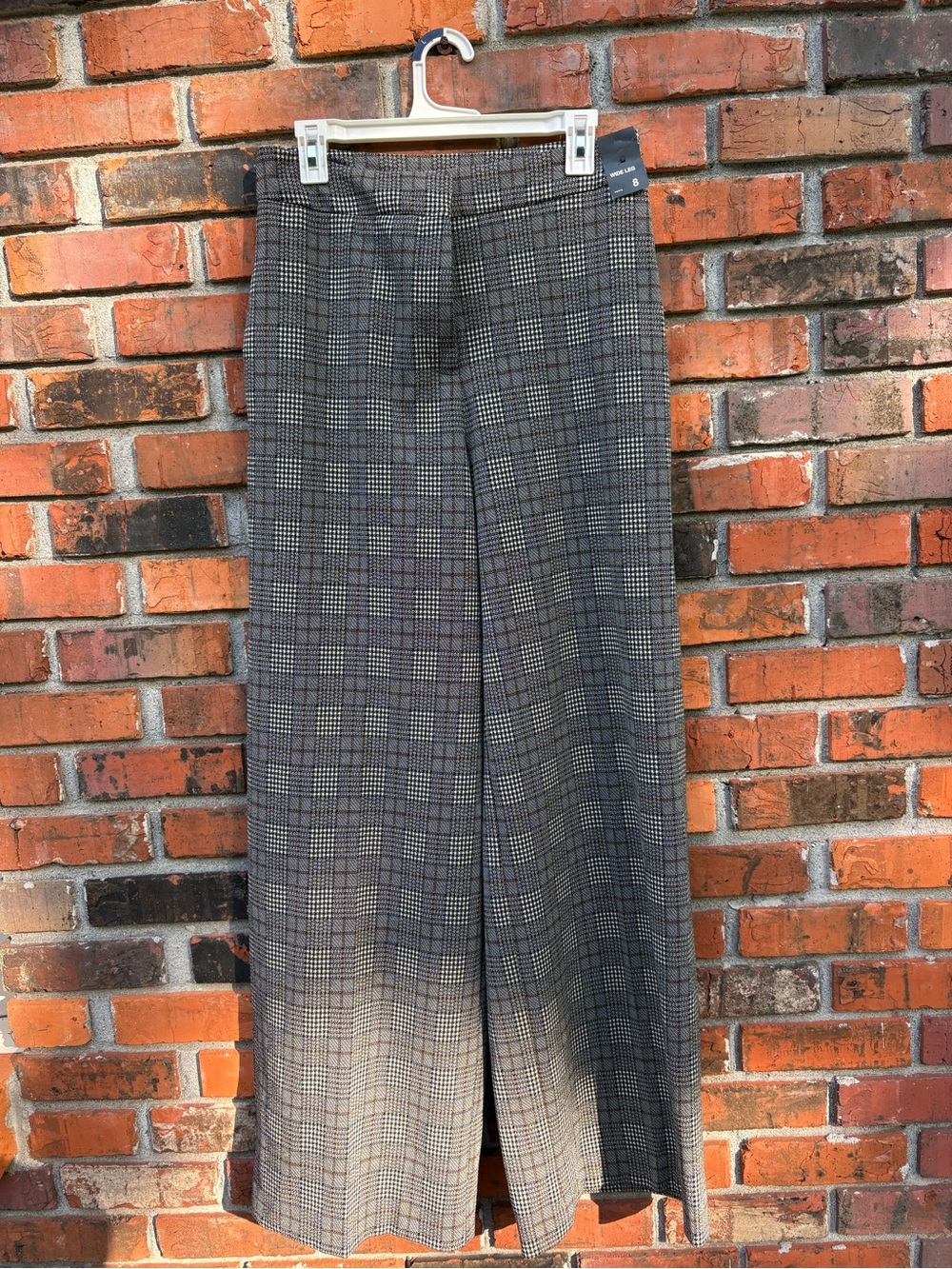 New York & Company Gray Plaid Boot Cut Dress Pants Medium Size 8